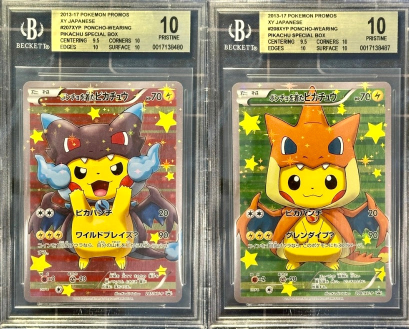 BGS 10 - M Charizard X & Y Poncho-Wearing Pikachu 207 208/XY-P PAIR - Pokemon