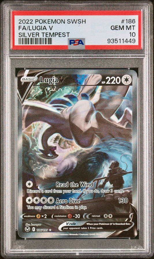 PSA 10 - Lugia V 186/195 SWSH Silver Tempest - Pokemon