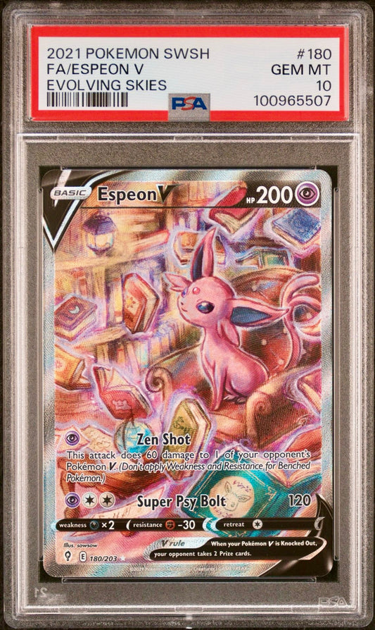 PSA 10 - Espeon V Alternate Art 180/203 SWSH Evolving Skies - Pokemon