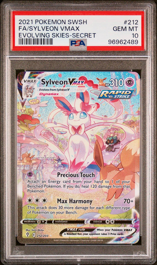 PSA 10 - Sylveon VMAX 212/203 SWSH Evolving Skies - Pokemon