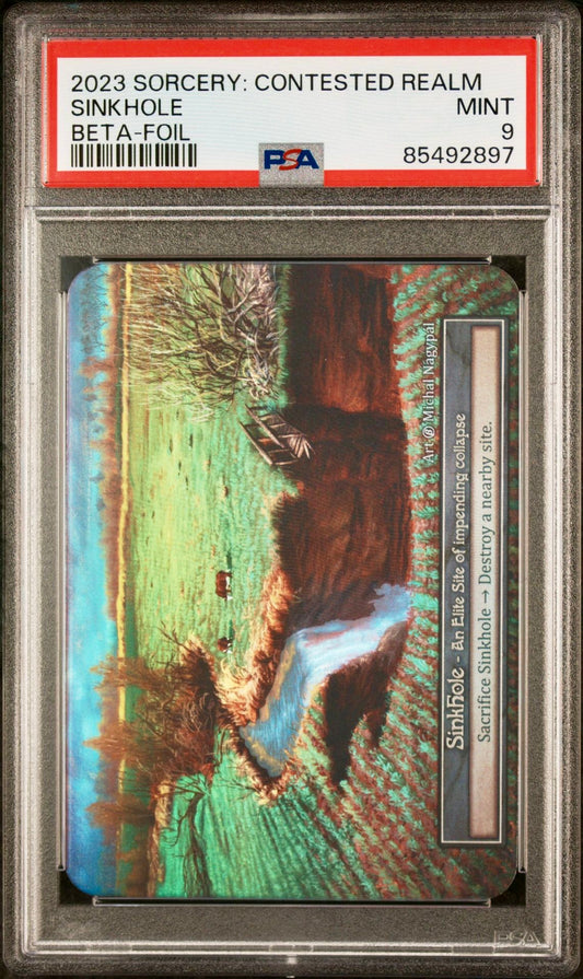 PSA 9 - Sinkhole (Exceptional Foil) Beta - Sorcery