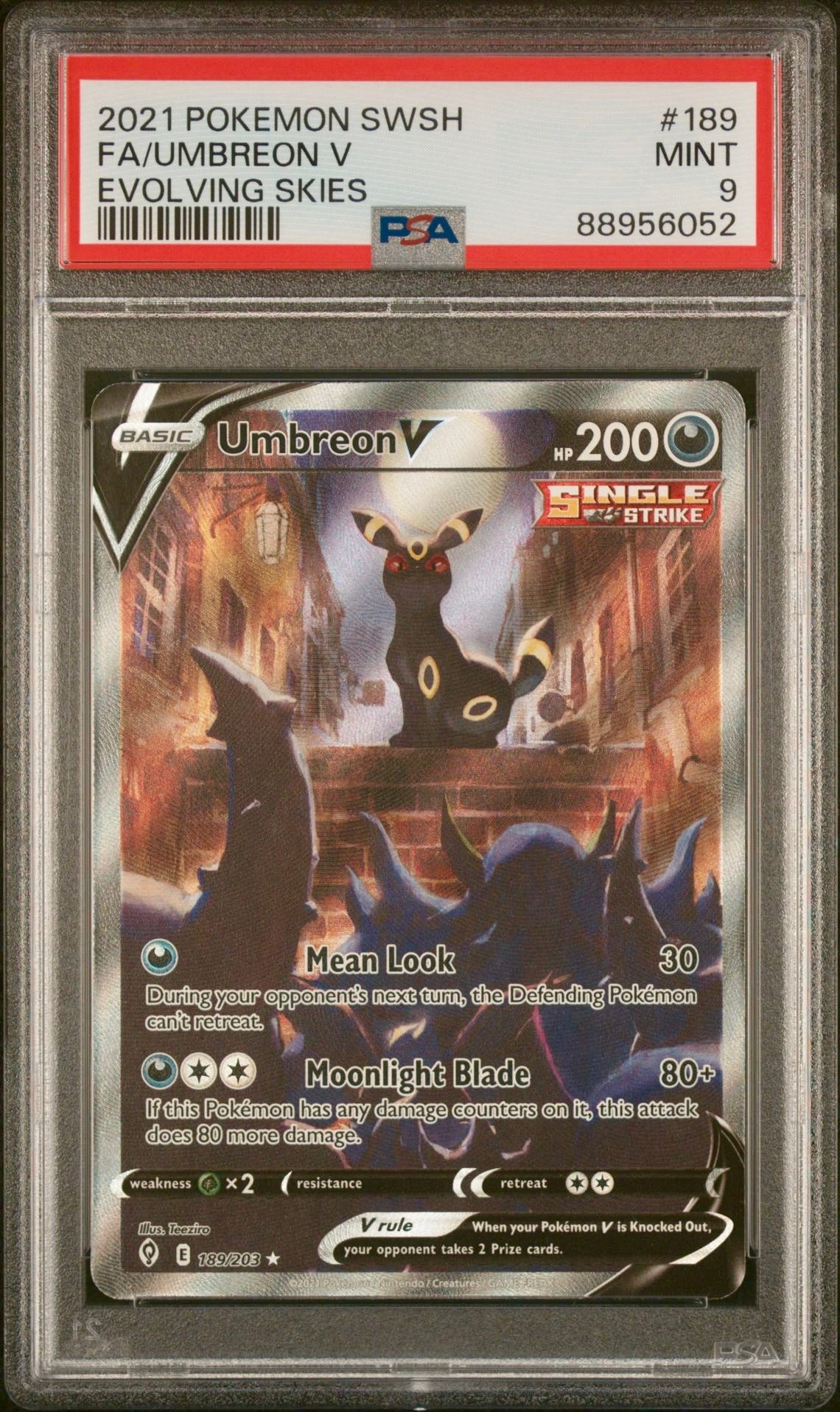 PSA 9 - Umbreon V 189/203 SWSH Evolving Skies - Pokemon