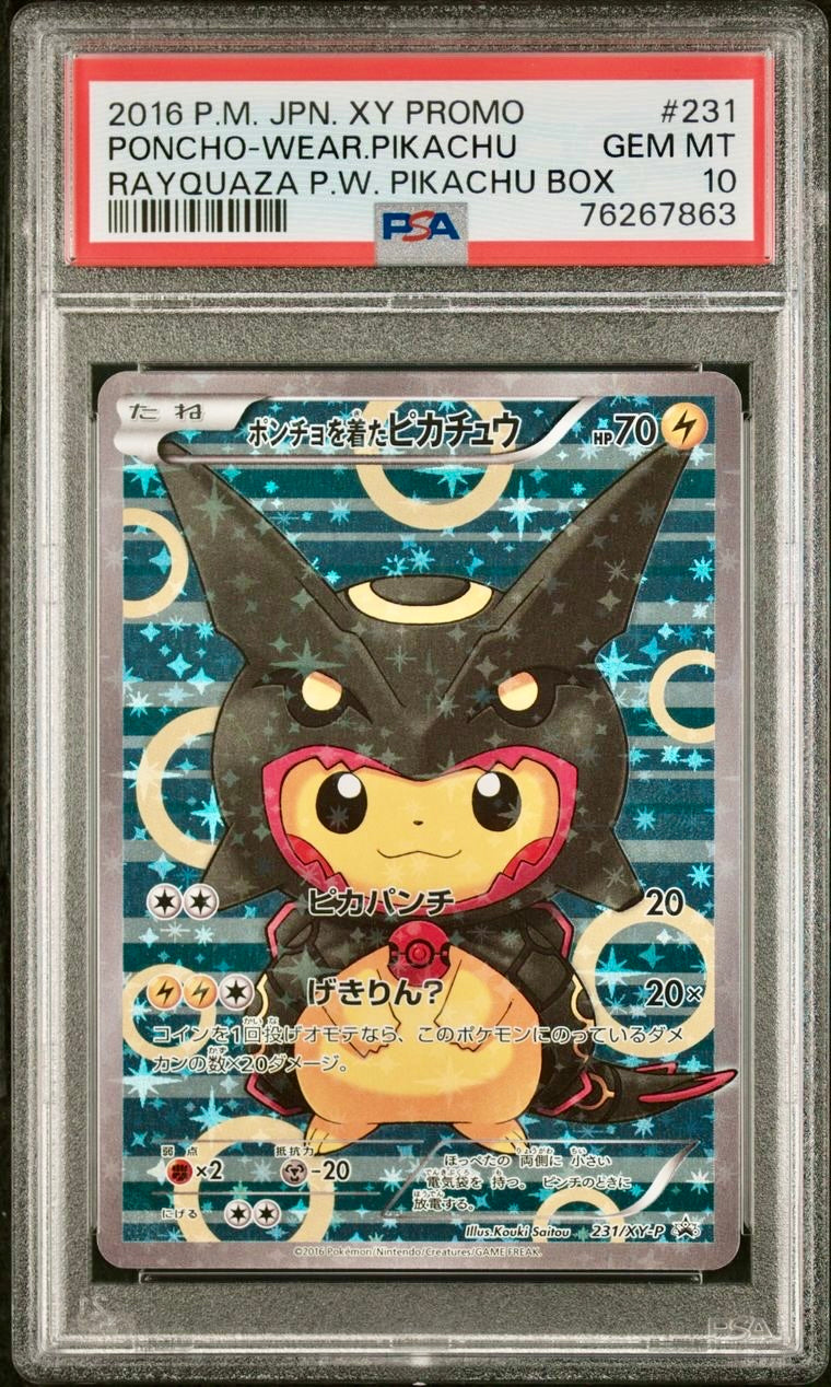 PSA 10 - Mega Rayquaza Poncho-Wearing Pikachu 231/XY-P Promo - Pokemon