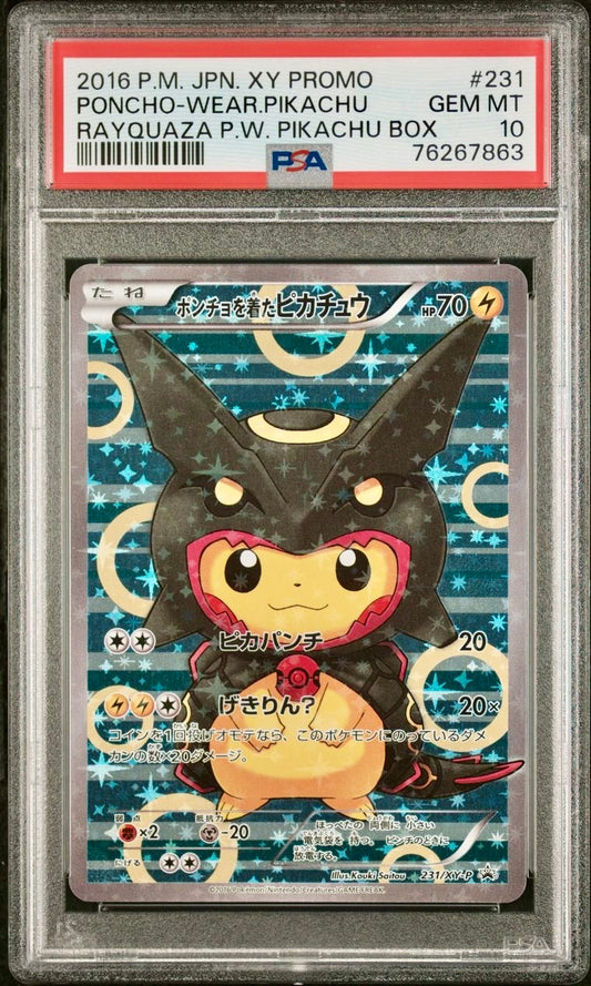 PSA 10 - Mega Rayquaza Poncho-Wearing Pikachu 231/XY-P Promo - Pokemon