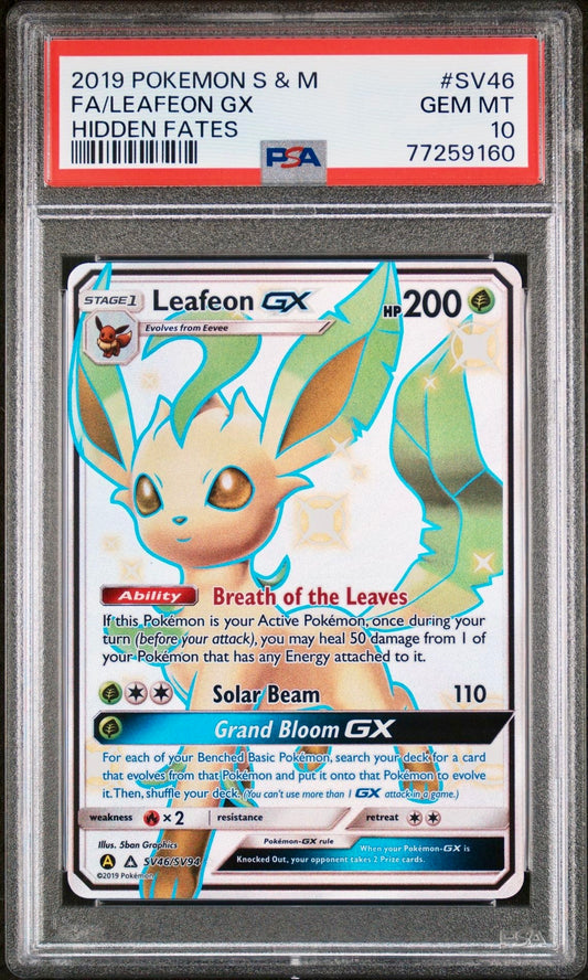 PSA 10 - Leafeon GX SV46/SV94 S&M Hidden Fates - Pokemon