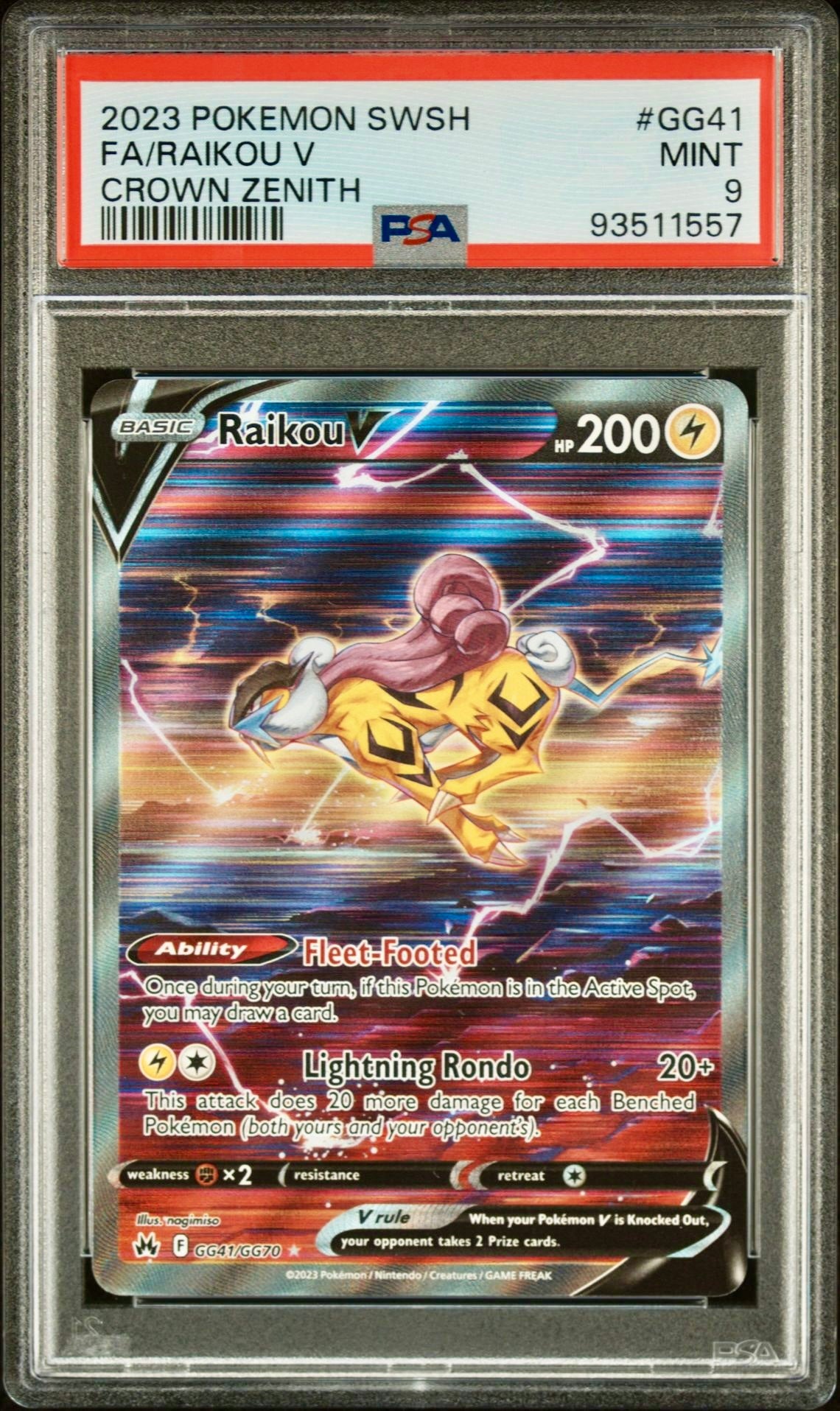 PSA 9 - Raikou V GG41/GG70 SWSH Crown Zenith - Pokemon