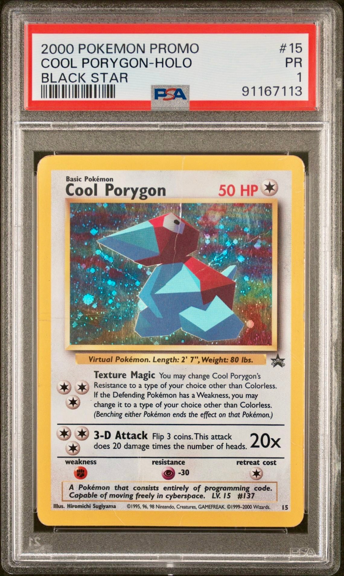 PSA 1 - Cool Porygon 15 Black Star Promo - Pokemon