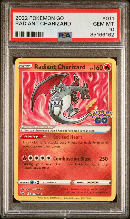 PSA 10 - Radiant Charizard 011/078 SWSH Pokemon GO - Pokemon