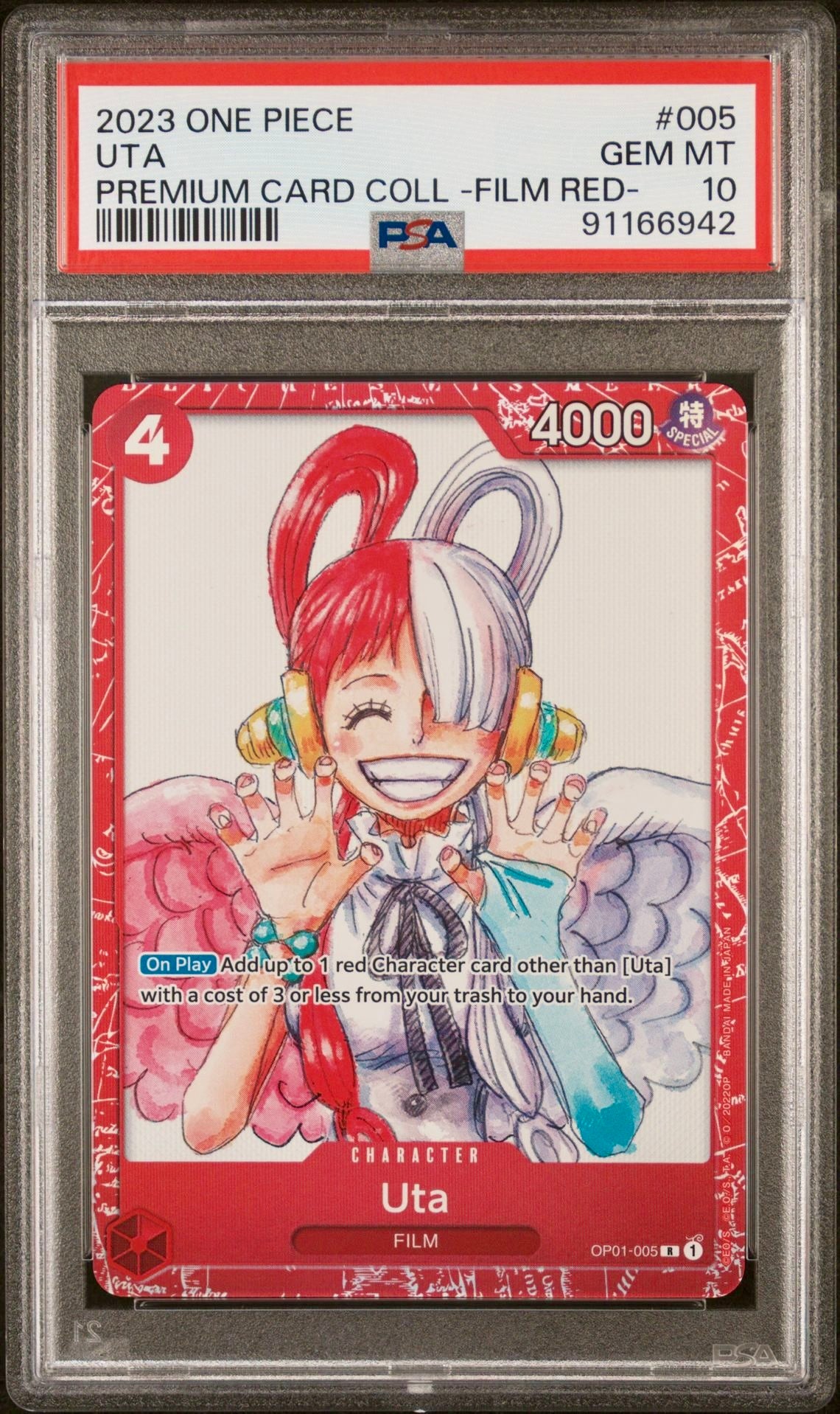 PSA 10 - Uta Film Red OP01-005 Premium Card Collection - One Piece