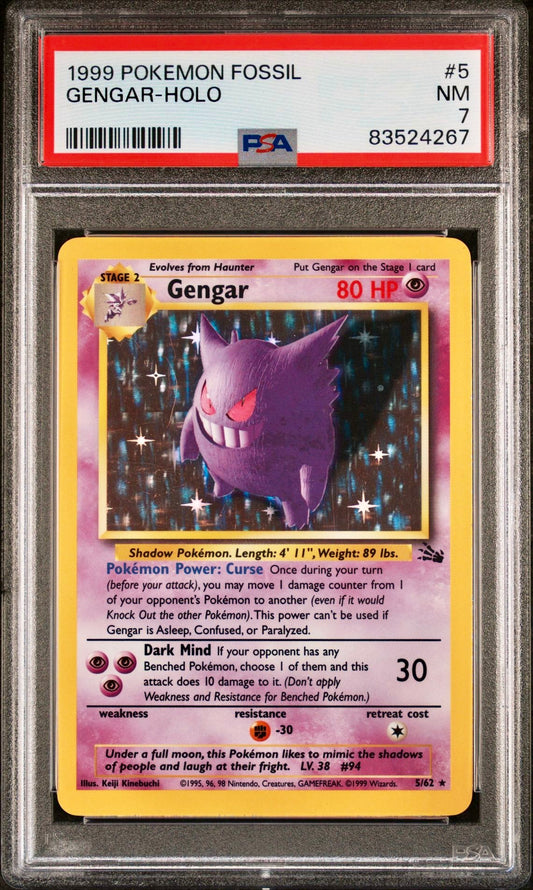 PSA 7 - Gengar Holo 5/62 WOTC Fossil Unlimited - Pokemon