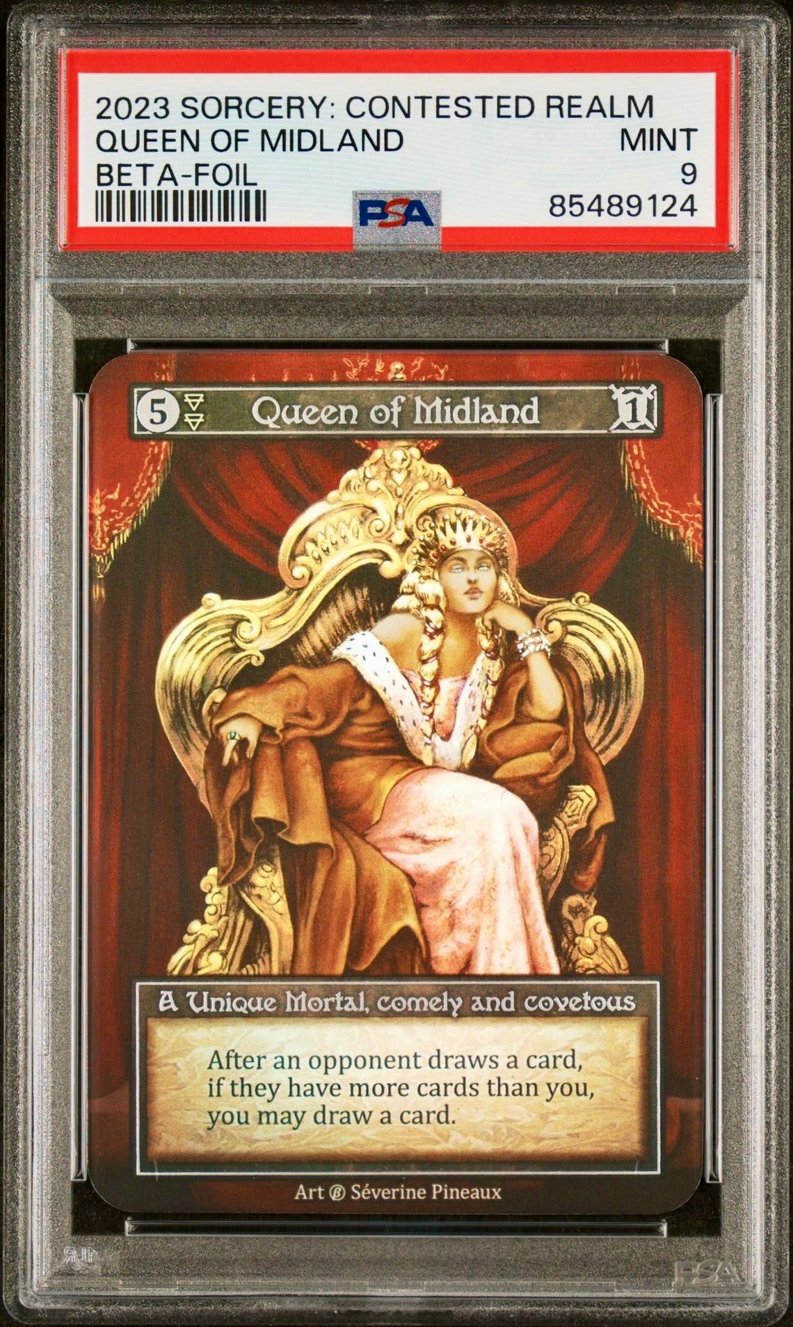 PSA 9 - Queen of Midland (Unique Foil) Beta - Sorcery