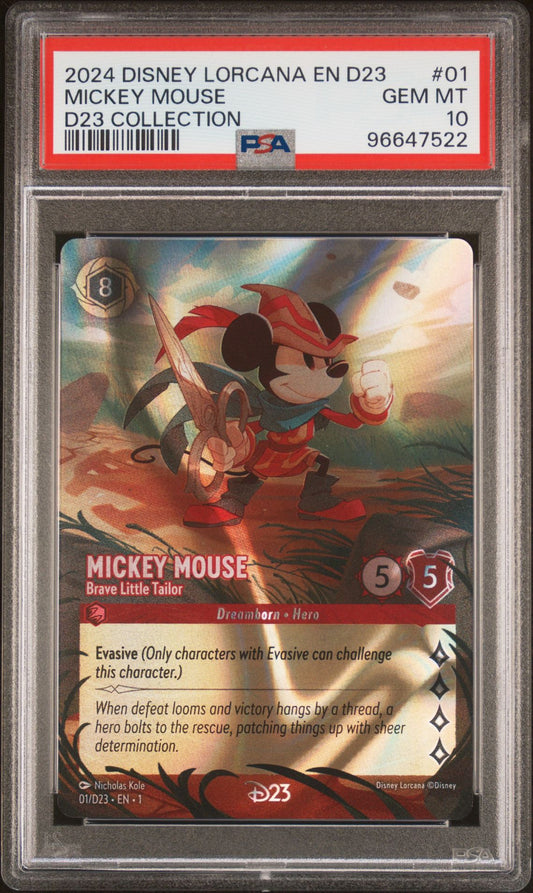 PSA 10 - Mickey Mouse Brave Little Tailor 01/D23 Collection Promo - Disney Lorcana