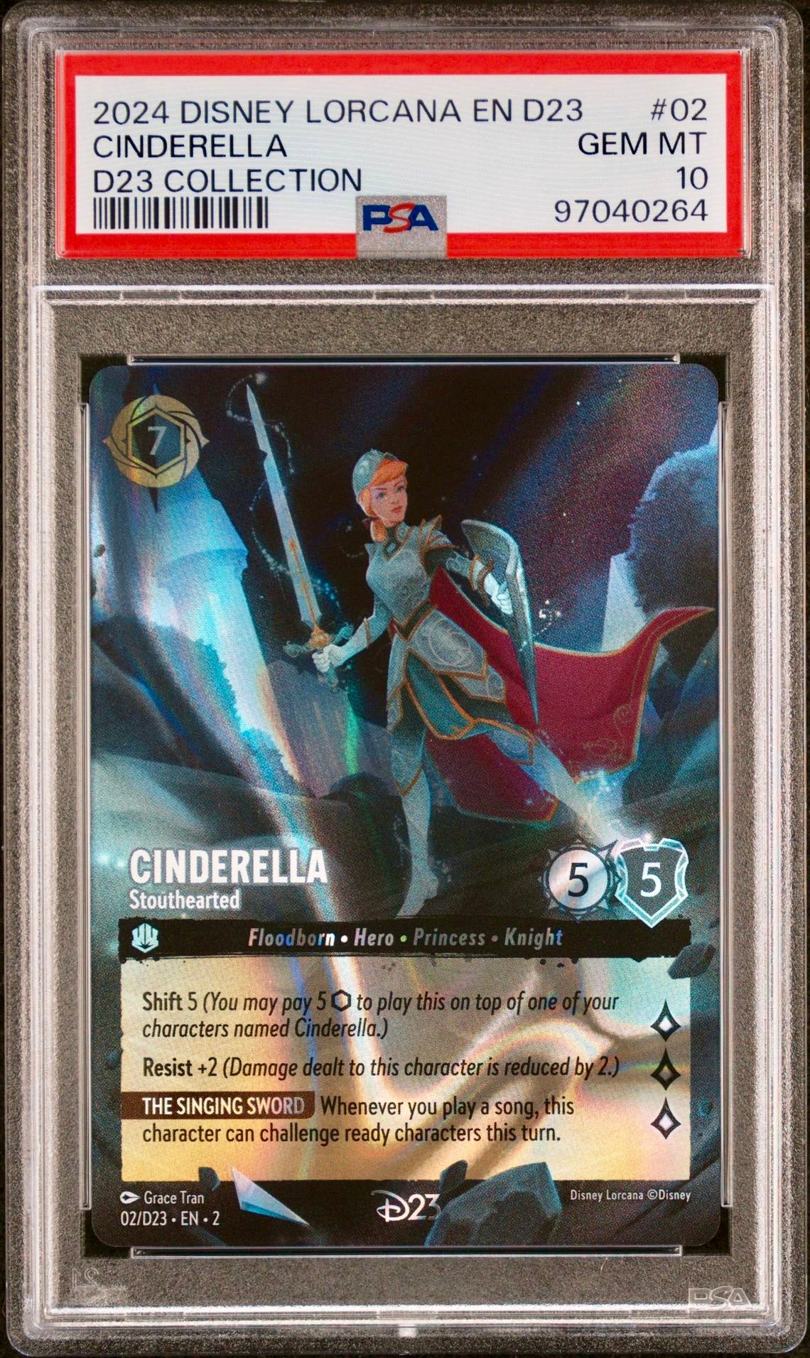 PSA 10 - Cinderella Stouthearted 02/D23 Collection Promo - Disney Lorcana