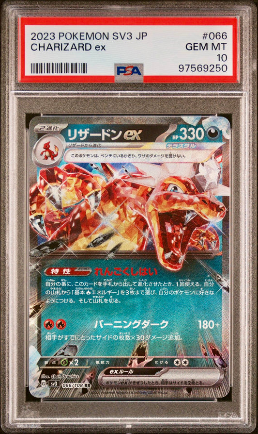 PSA 10 - Charizard ex 066/108 SV3 Ruler of the Black Flame - Pokemon