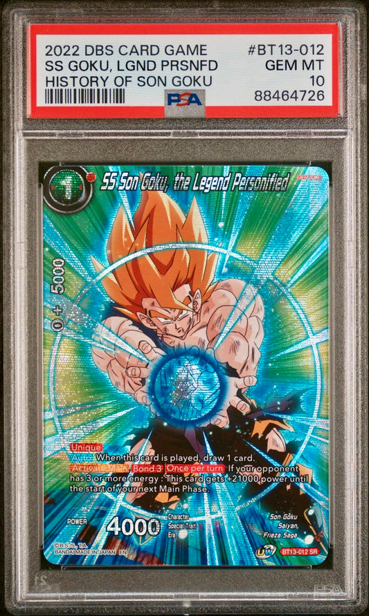 PSA 10 - SS Son Goku, Legend Personified BT13-012 History Son Goku - DBS