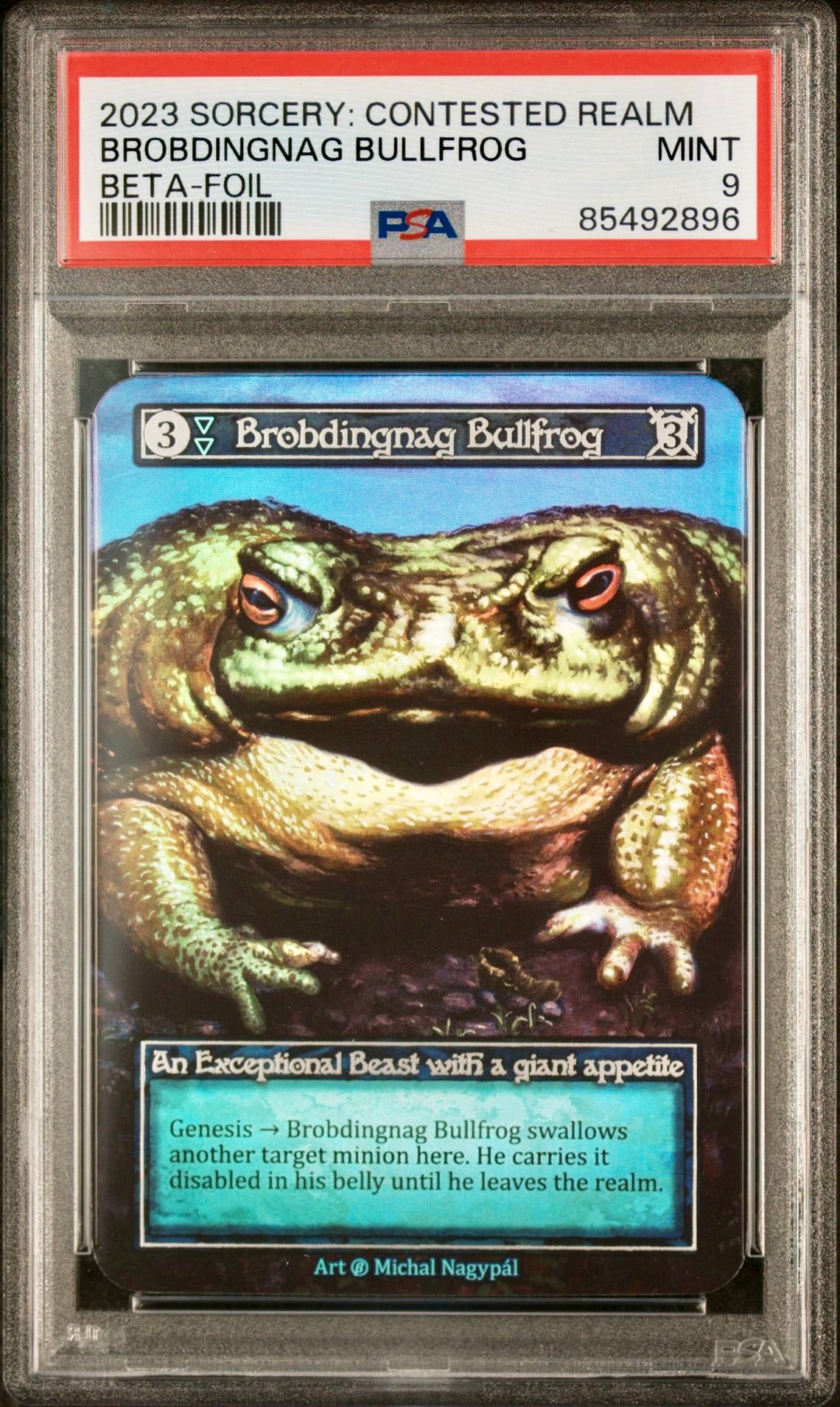 PSA 9 - Brobdingnag Bullfrog (Exceptional Foil) Beta - Sorcery