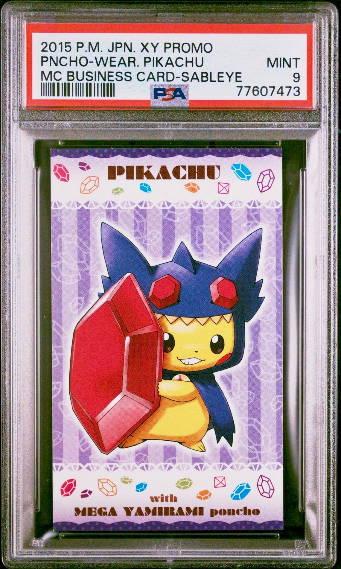 PSA 9 - Poncho-Wearing Pikachu Sableye Business Card XY Japanese Promo - Pokemon