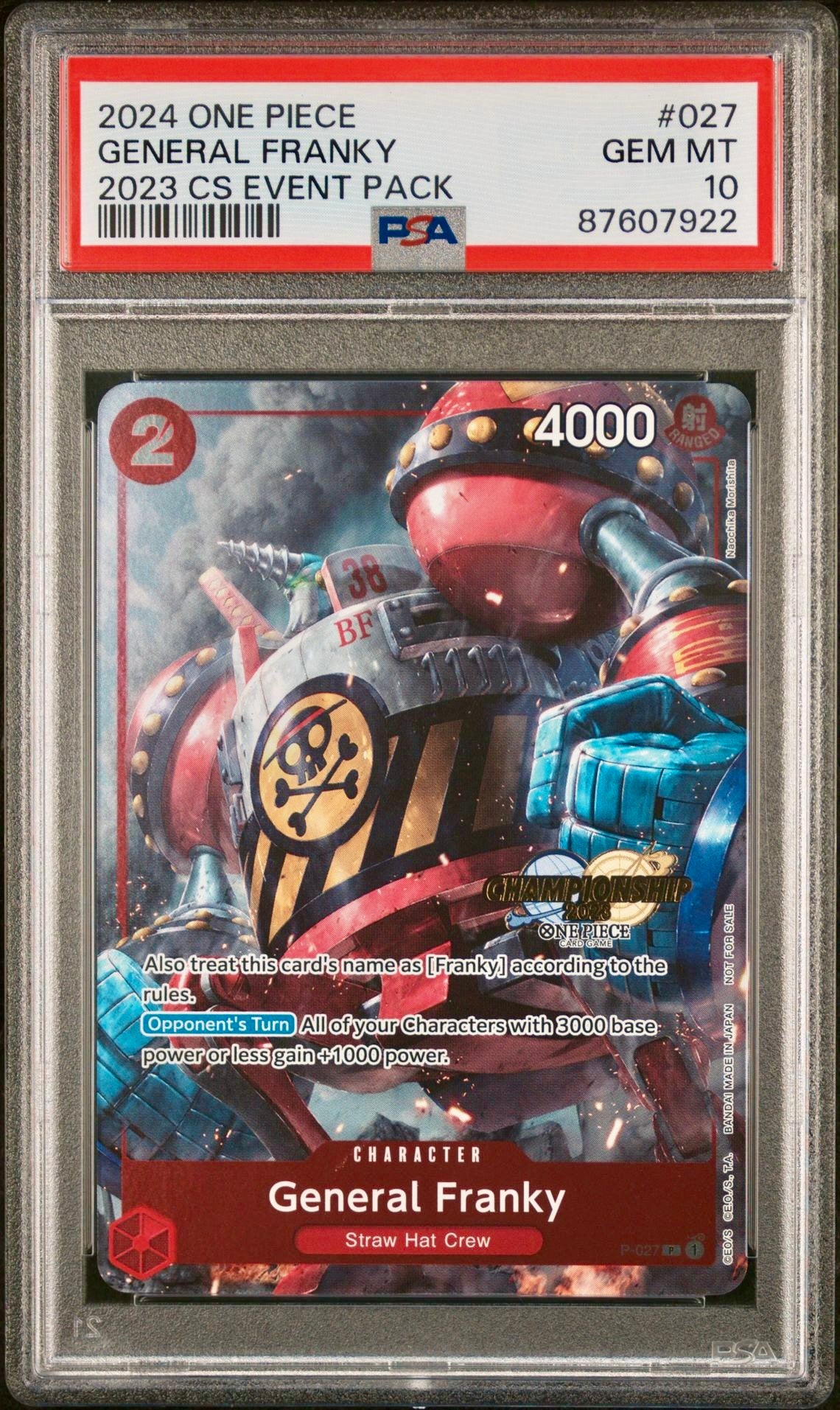 PSA 10 - General Franky P-027 2023 Championship Pack - One Piece