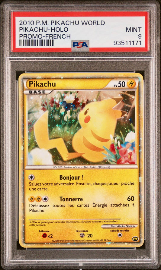 PSA 9 - Pikachu French Holo 2010 Pokemon World Promo - Pokemon