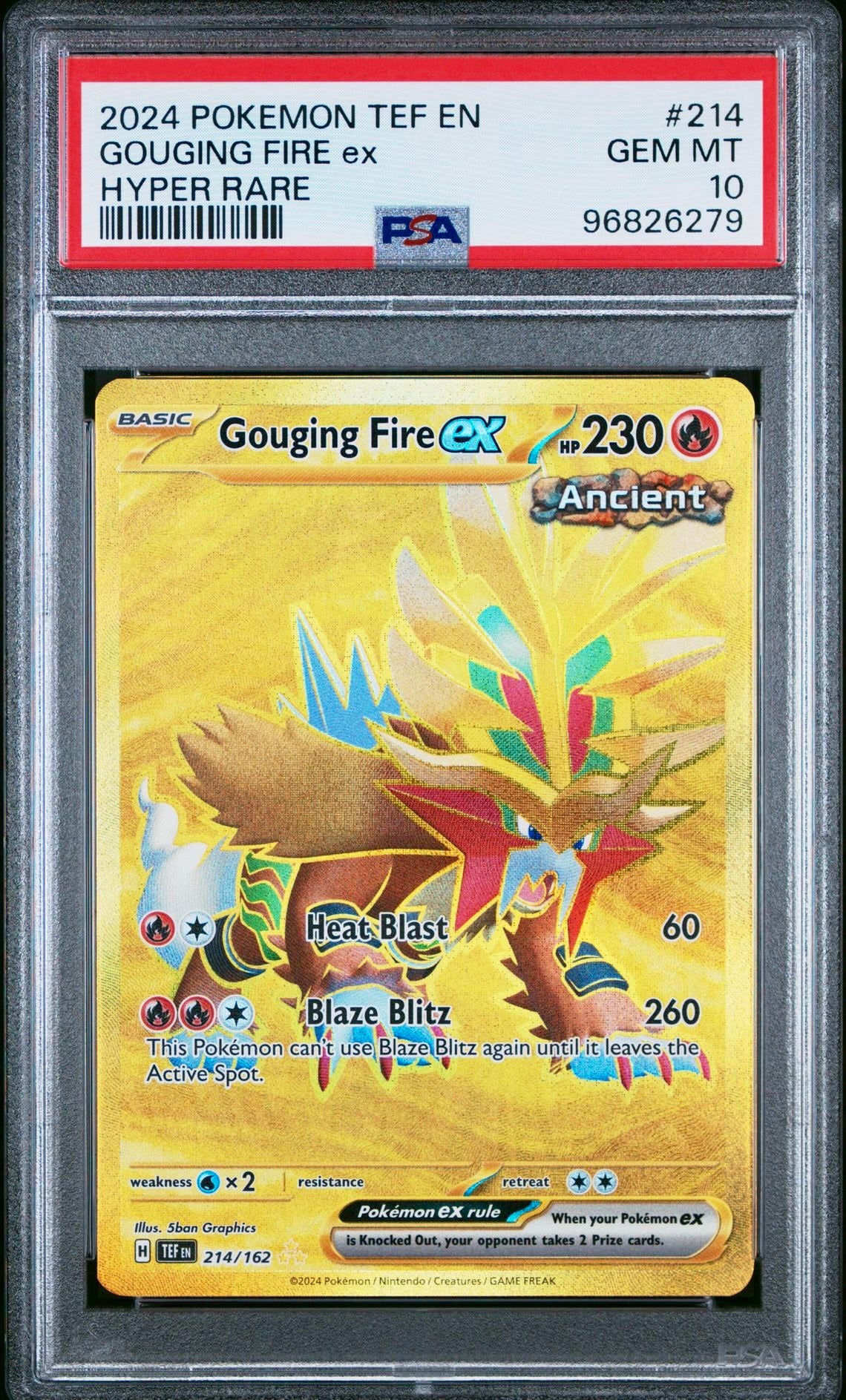 PSA 10 - Gouging Fire ex 214/162 SV Temporal Forces - Pokemon