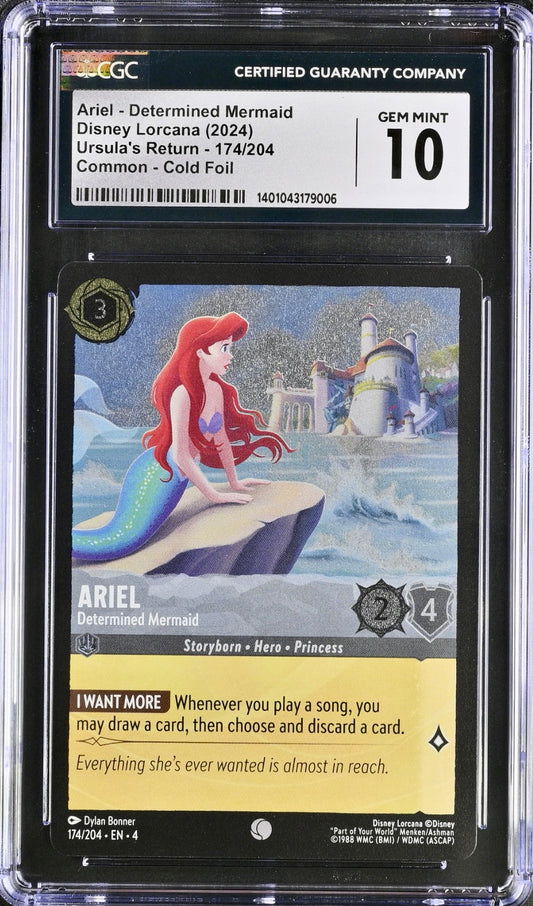 CGC 10 - Ariel 174/204 Cold Foil EN4 Ursula’s Return - Disney Lorcana