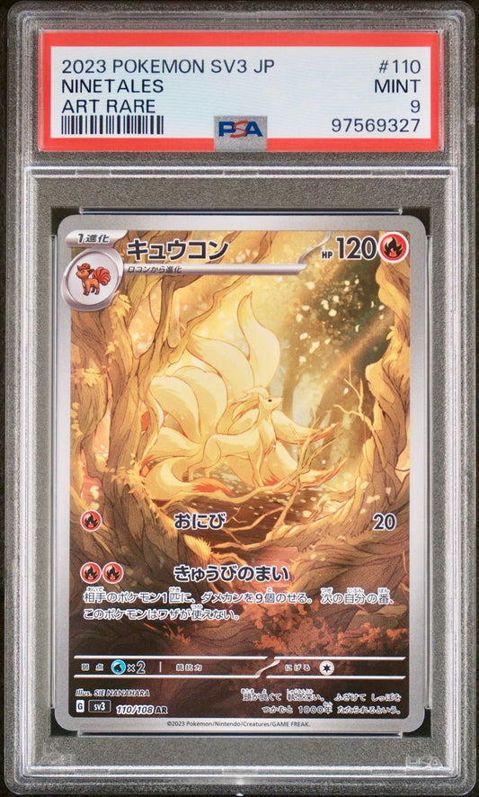 PSA 9 - Ninetales 110/108 SV3 Ruler of the Black Flame - Pokemon