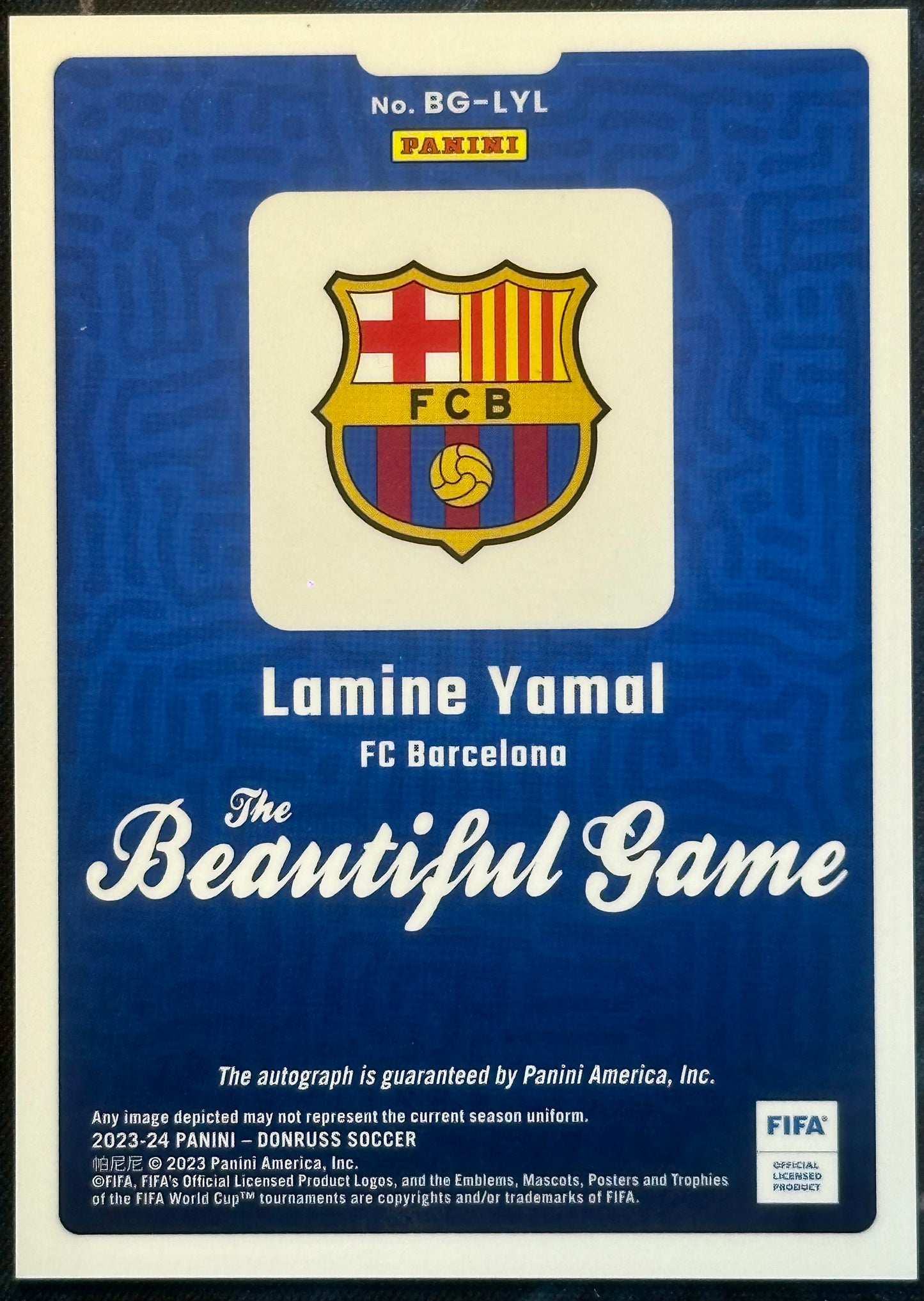 Lamine Yamal Panini 23/24 Beautiful Game AUTO #BGLYL - Football [NM}