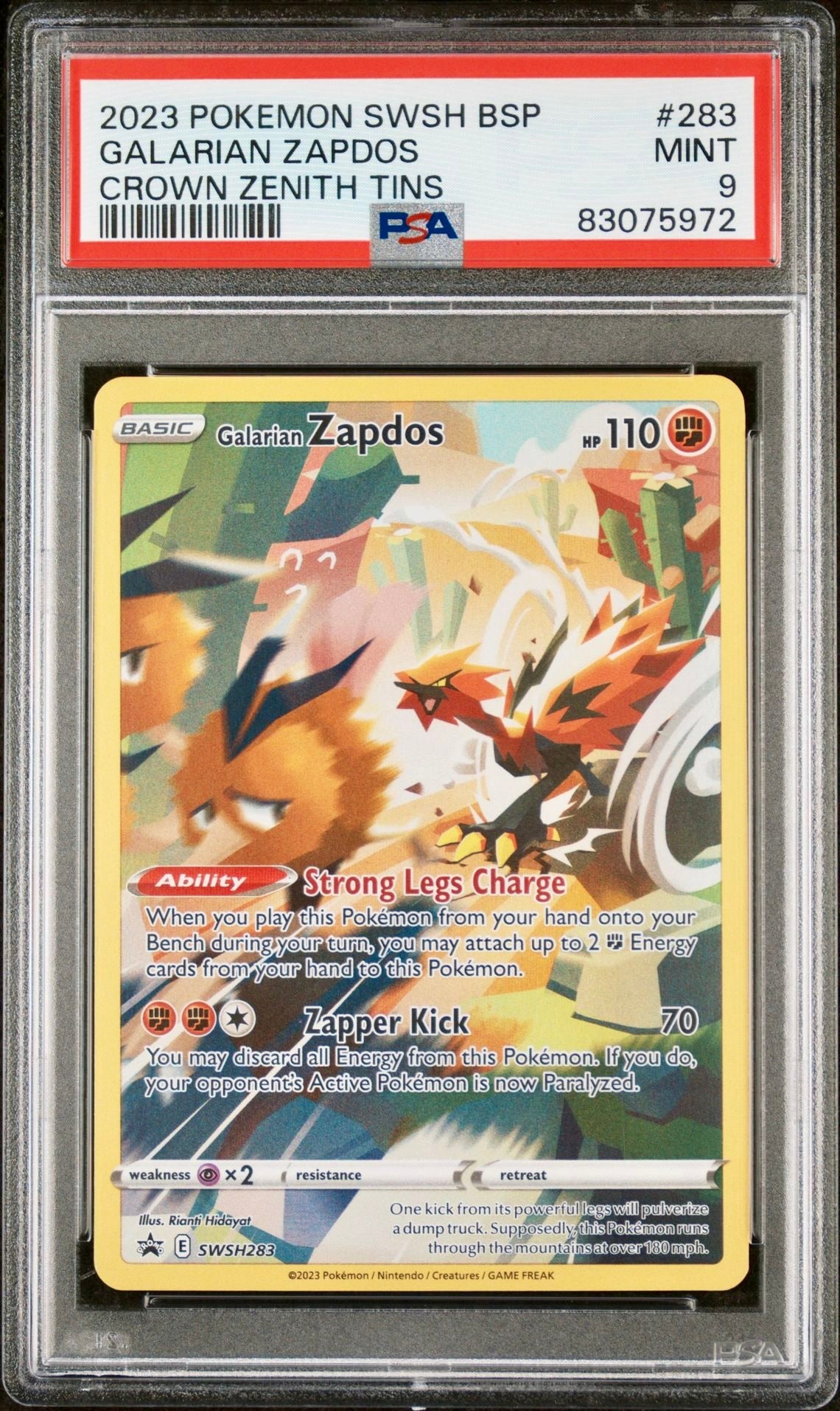 PSA 9 - Galarian Articuno Zapdos Moltres SWSH282 283 284 CZ Tin Promos - Pokemon