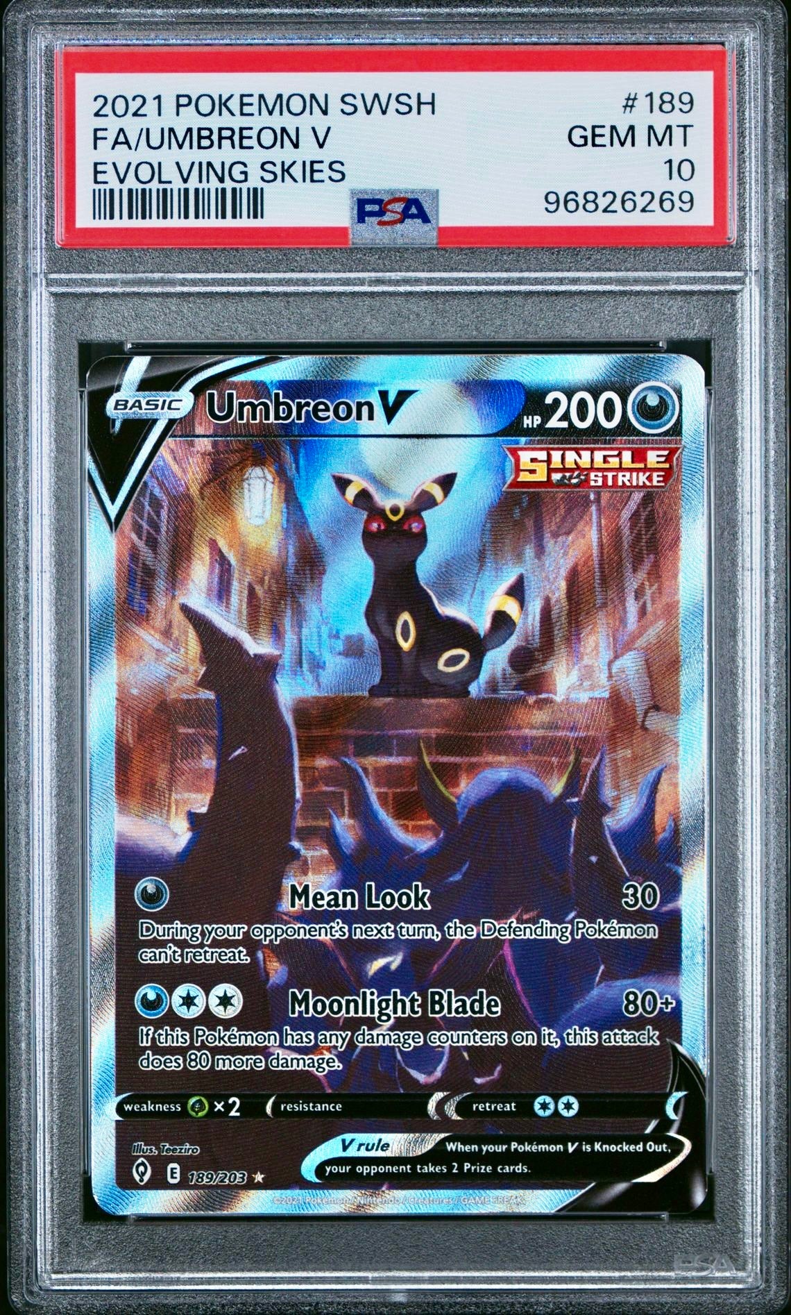 PSA 10 - Umbreon V 189/203 SWSH Evolving Skies - Pokemon