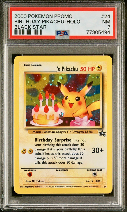 PSA 7 - Birthday Pikachu 24 WOTC Black Star Promo - Pokemon