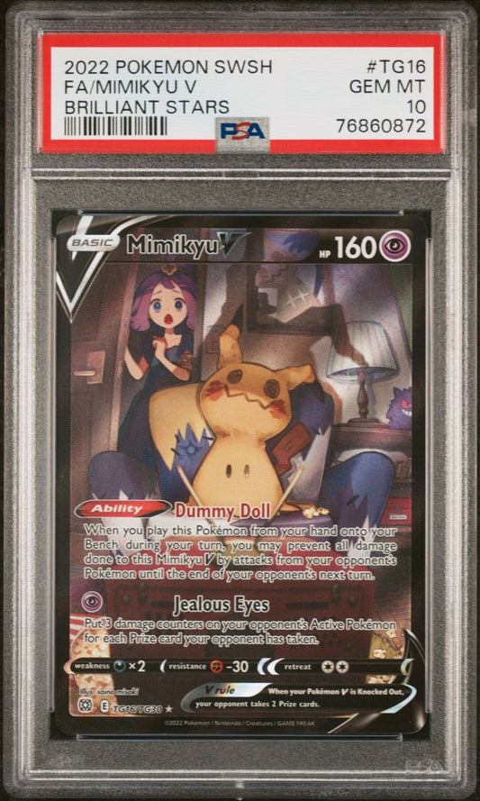 PSA 10 - Mimikyu V TG16/TG30 SWSH Brilliant Stars - Pokemon