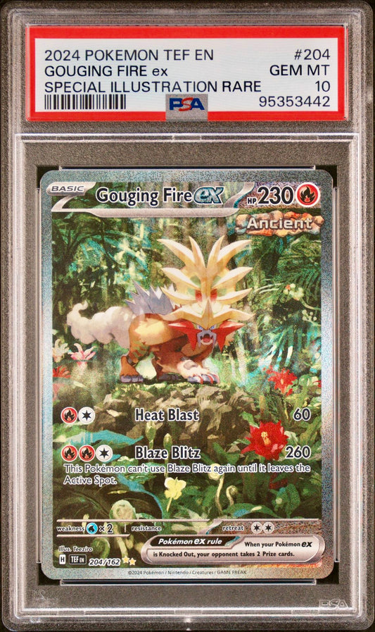 PSA 10 - Gouging Fire ex SIR 204/163 SV Temporal Forces - Pokemon