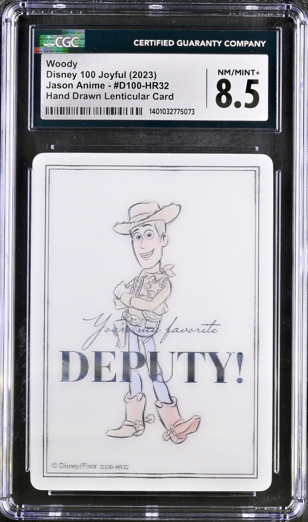 CGC 8.5 - Woody Hand Drawn Lenticular HR32 Card Fun Joyful Disney 100