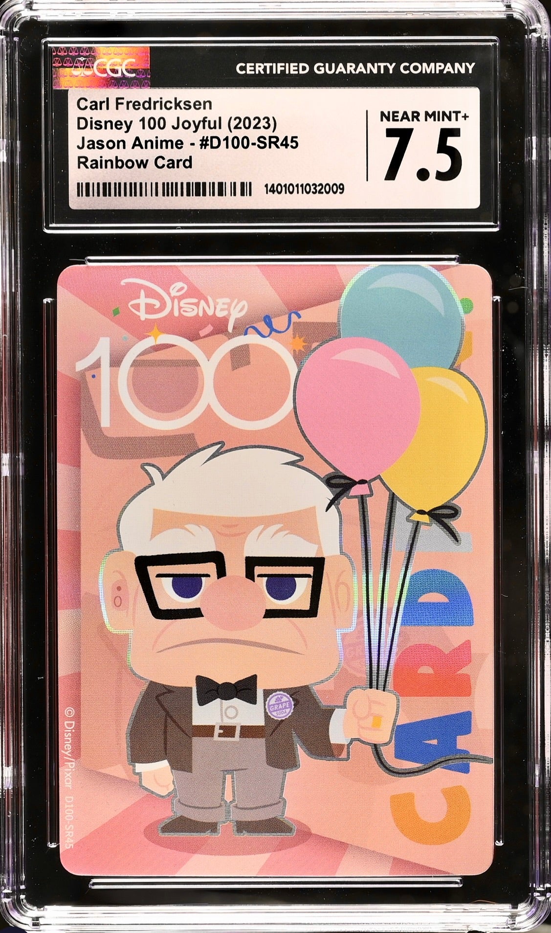 CGC 7.5 - Carl Fredricksen (UP) Rainbow SR45 Card Fun Joyful Disney 100