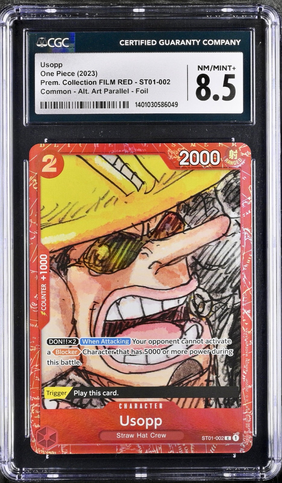 CGC 8.5 - Usopp ST01-002 Prem. Coll. FILM RED - One Piece