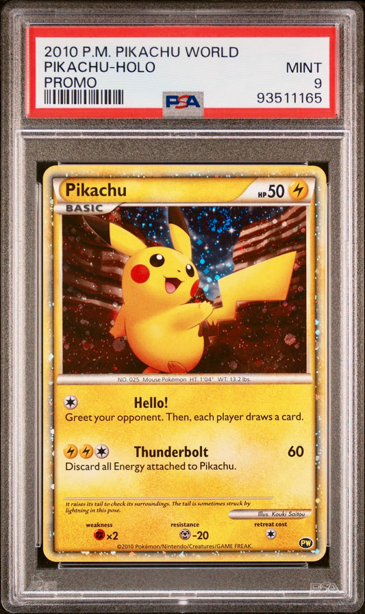 PSA 9 - Pikachu English Holo 2010 Pokemon World Promo - Pokemon