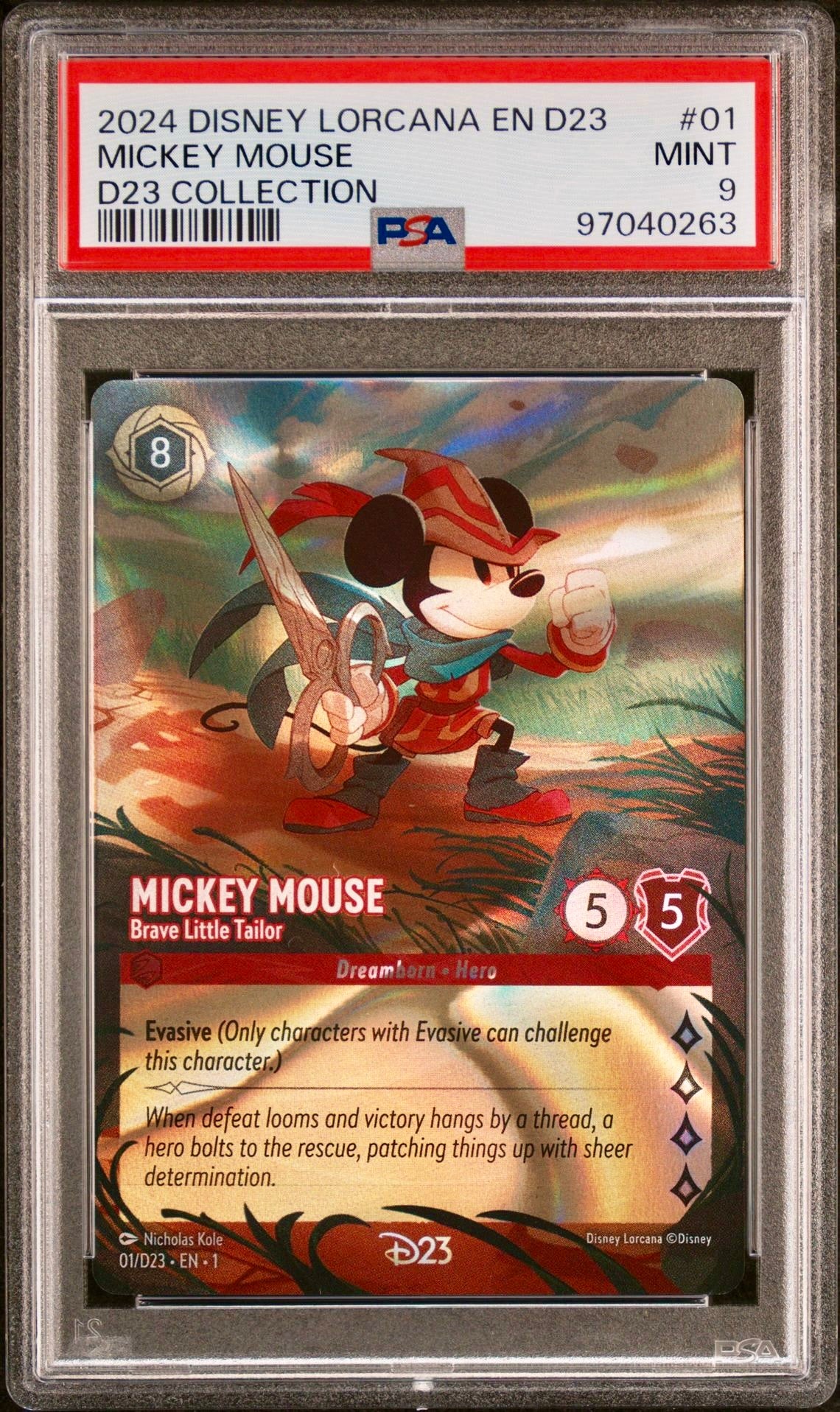 PSA 9 - Mickey Mouse Brave Little Tailor 01/D23 Collection Promo - Disney Lorcana