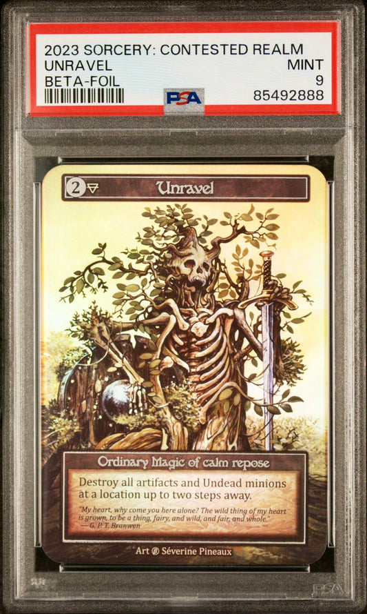 PSA 9 - Unravel (Ordinary Foil) Beta - Sorcery