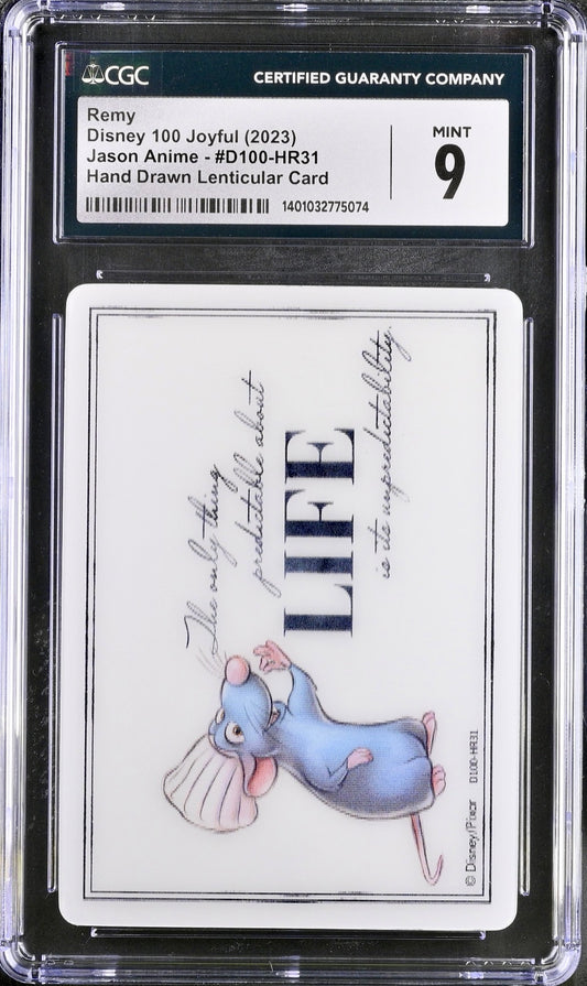 CGC 9 - Remy Hand Drawn Lenticular HR31 Card Fun Joyful Disney 100