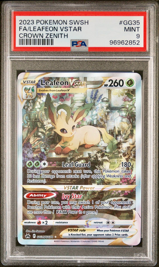 PSA 9 - Leafeon VSTAR GG35/GG70 SWSH Crown Zenith - Pokemon