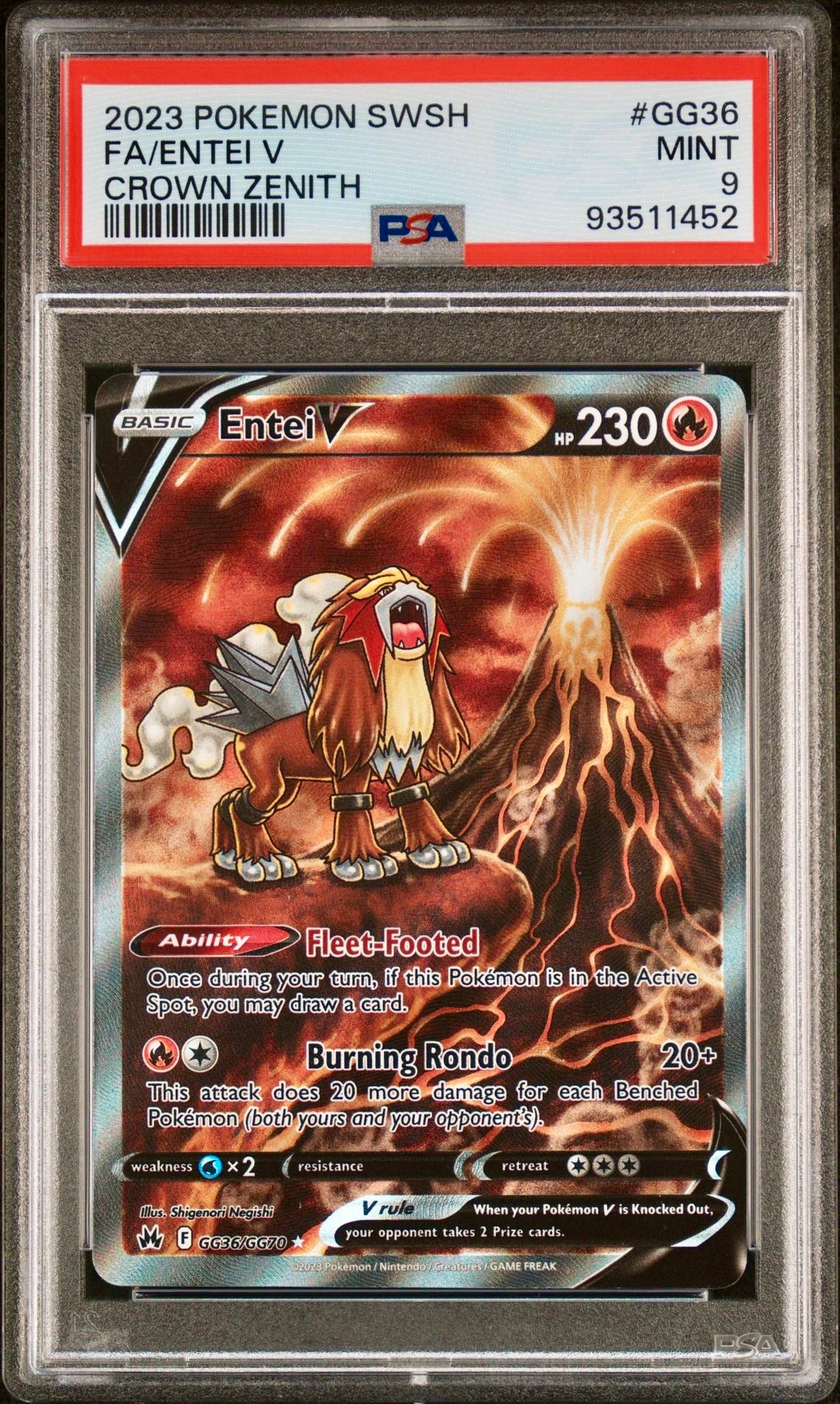 PSA 9 - Entei V GG36/GG70 SWSH Crown Zenith - Pokemon