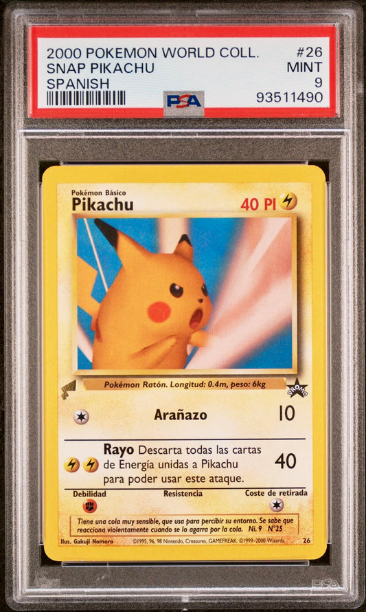 PSA 9 - Snap Pikachu 26 Spanish 2000 World Collection - Pokemon