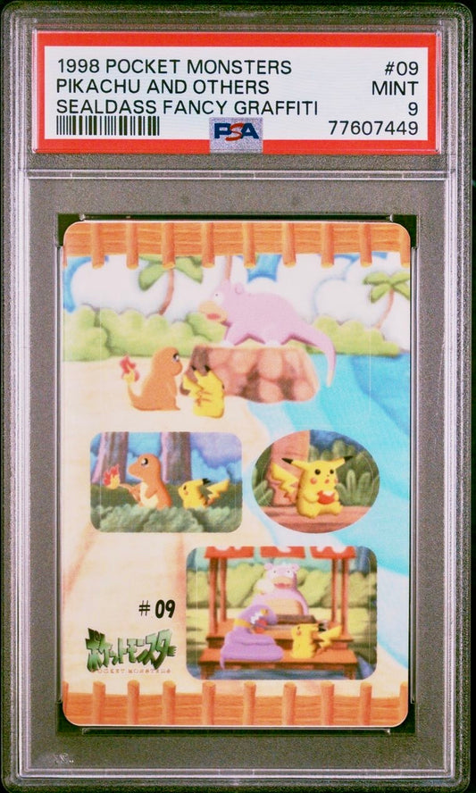 PSA 9 - Pikachu and Others #09 Sealdass Fancy Graffiti 1998 Pocket Monsters - Pokemon