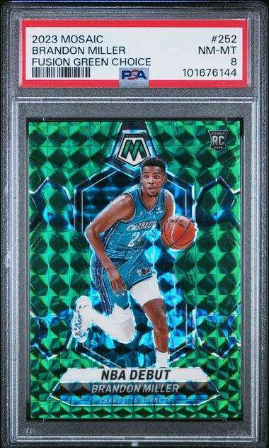 PSA 8 - Brandon Miller RC 04/18 2023-24 Mosaic Fusion Gren Choice - Basketball