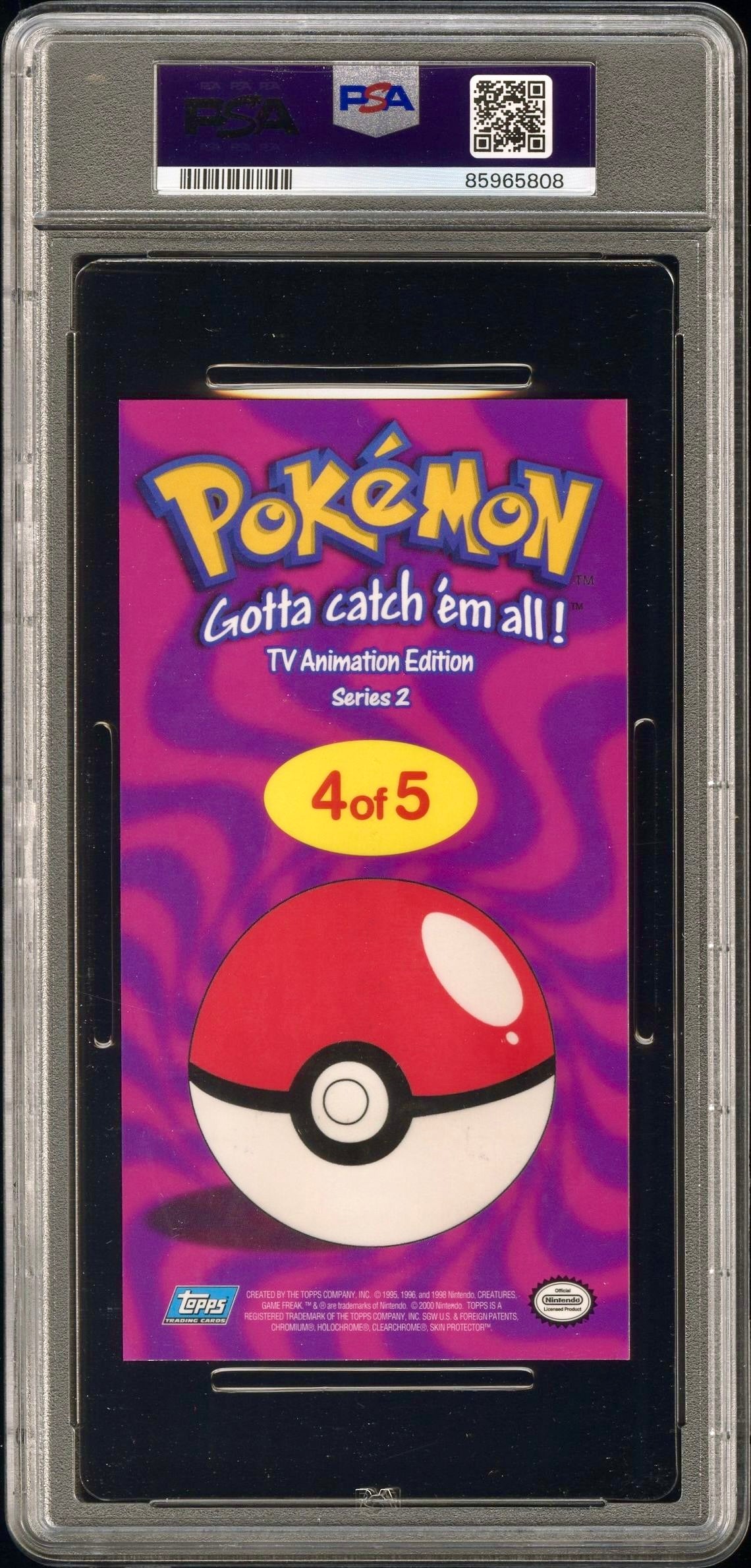 PSA 9 - Pikachu TOPPS Anime Ser. 2 O/S Tin Topper- Pokemon