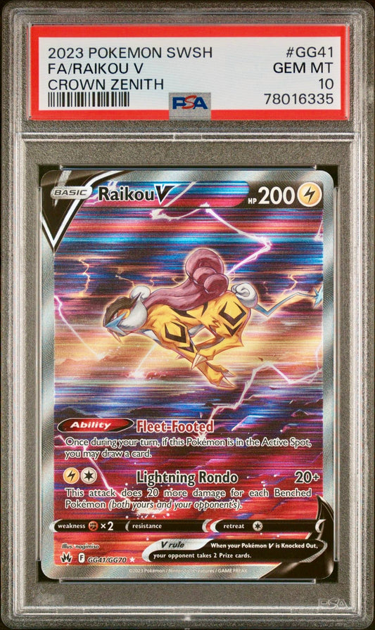 PSA 10 - Raikou V GG41/GG70 SWSH Crown Zenith - Pokemon