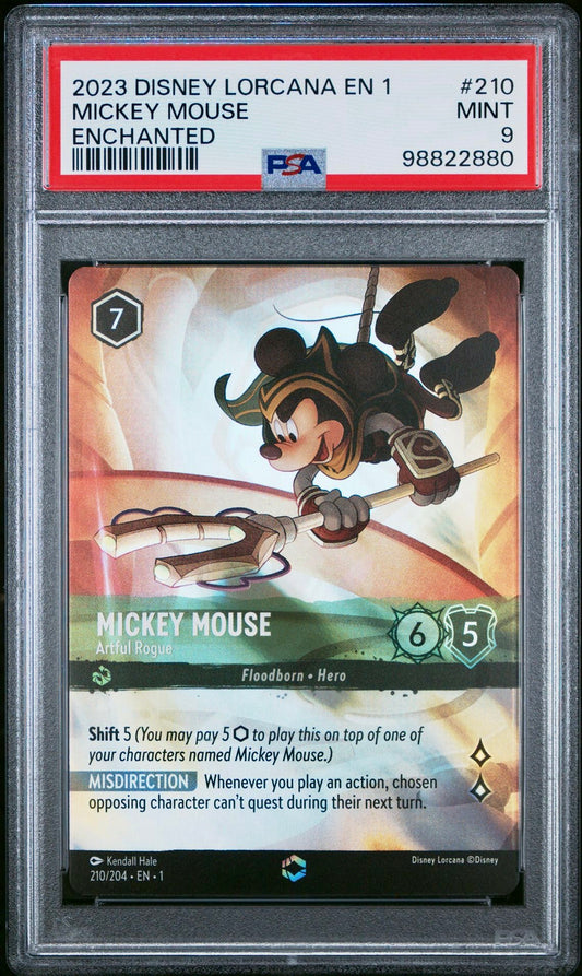 PSA 9 - Mickey Mouse Enchanted 210/204 First Chapter - Disney Lorcana