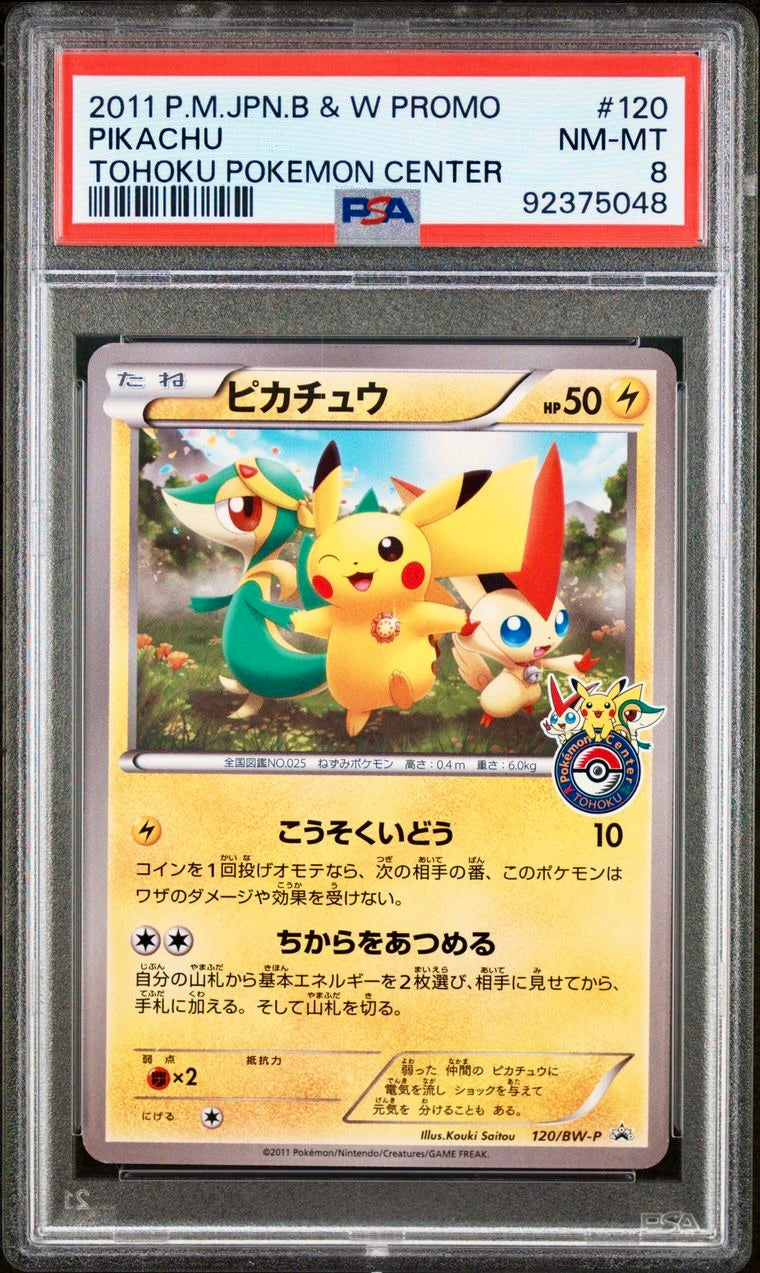 PSA 8 - Pikachu 120/BW-P Tohoku Pokemon Center Promo - Pokemon