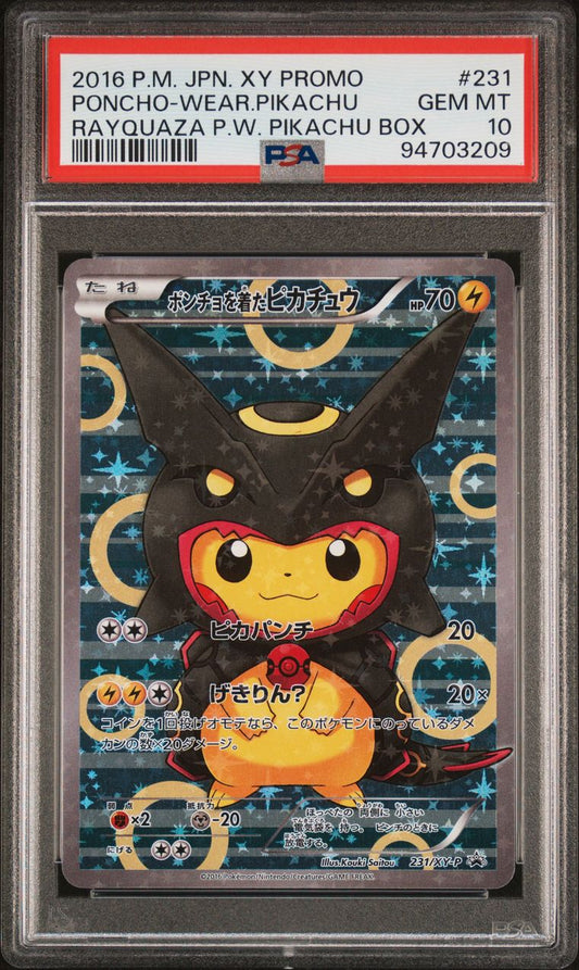 PSA 10 - Mega Rayquaza Poncho-Wearing Pikachu 231/XY-P Promo - Pokemon