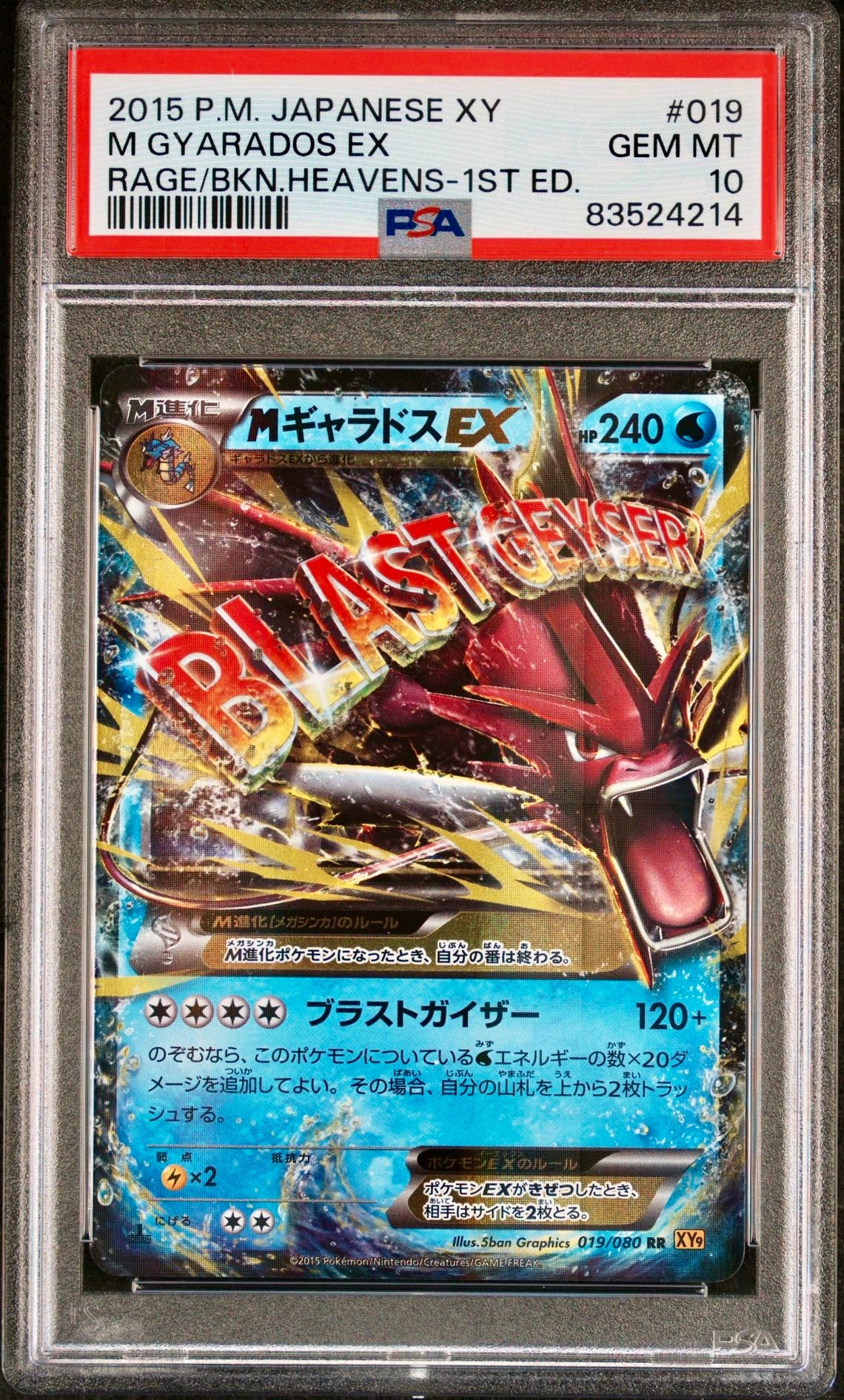 PSA 10 - M Gyarados EX 019/080 XY9 Rage Broken Heavens 1st Edition - Pokemon